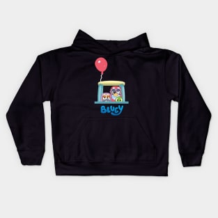 driving bluey Kids Hoodie